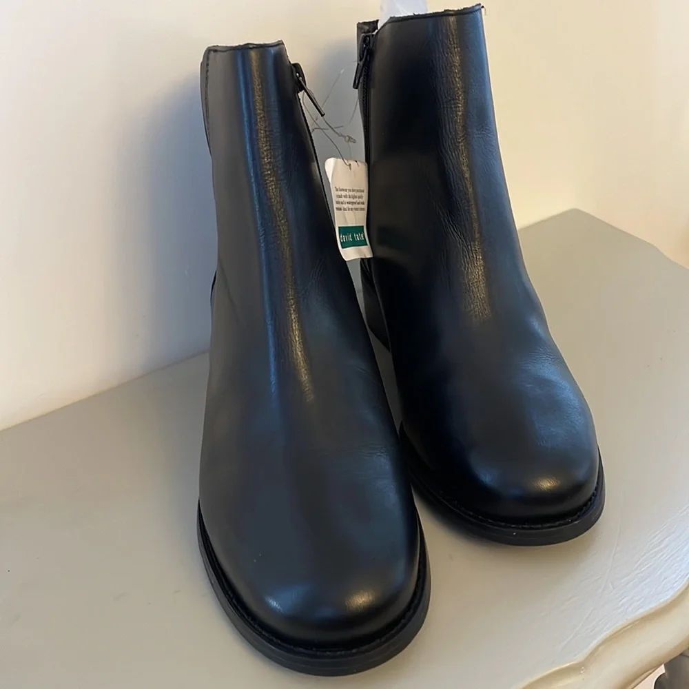 David Tate Black Leather Chelsea-Ankle Boots